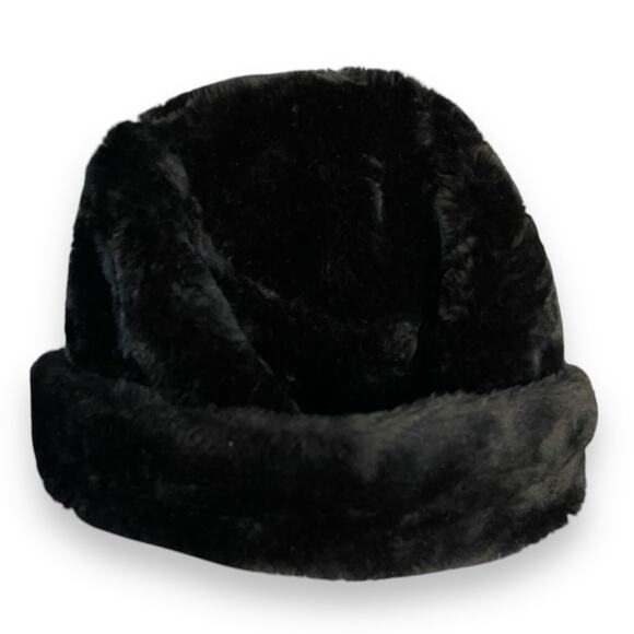 Slouchy Beanie Bucket Faux Fur Hat Unisex Black Casual Retro Academia Winter OS - Picture 7 of 8
